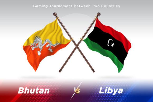 Bhutan Versus Libya Two Flags
