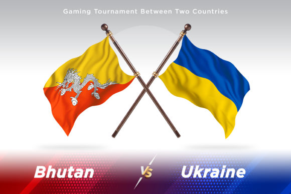 Bhutan Versus Ukraine Two Flags