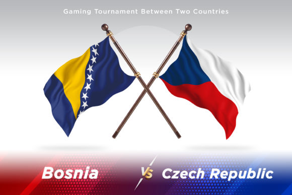 Bosnia Versus Czech Republic Two Flags